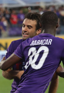 Firenze 12 Settembre 2015  Firenze stadio Artemio Franchi campionato serie A TIM Fiorentina vs Genova Nella Foto ESULTANZA GOL BABACAR E ROSSI © 2009 Massimo Sestini All rigths reserved