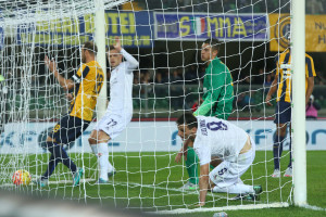 Verona, Hellas Verona Fiorentina, partita di Serie A.     Gol Fiorentina.Nikola Kalinic.  0-1. 2015 10 28 © Carlos Folgoso / Massimo Sestini