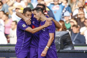 Napoli, Napoli - Fiorentina, serie A, nella foto l'esultanza per il goal di Kalinic 2015-10-18 © Niccolo Cambi/Massimo Sestini