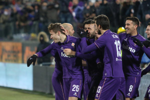 Firenze Stadio Artemio Franchi Fiorentina vs Juventus 15 Gennaio 2017 Nella Foto ESULTANZA GOL DI CHIESA Copyright Massimo Sestini