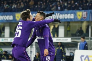 Verona, Chievo Verona - Fiorentina, serie A, nella foto l'esultanza per il goal di Tello 2017 01 21 © Niccolo Cambi/Massimo Sestini