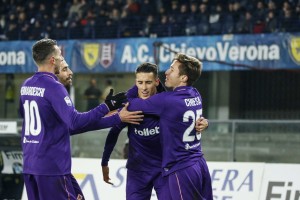Verona, Chievo Verona - Fiorentina, serie A, nella foto l'esultanza per il goal di Tello 2017 01 21 © Niccolo Cambi/Massimo Sestini