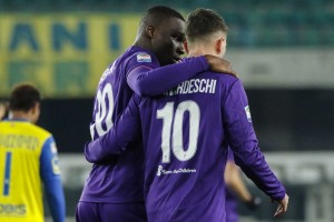 Verona, Chievo Verona - Fiorentina, serie A, nella foto l'esultanza per il goal di Babacar 2017 01 21 © Niccolo Cambi/Massimo Sestini