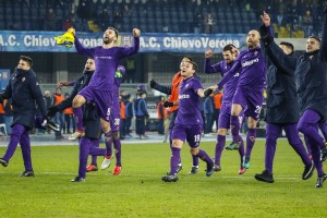 Verona, Chievo Verona - Fiorentina, serie A, nella foto l'esultanza per il goal di Chiesa 2017 01 21 © Niccolo Cambi/Massimo Sestini